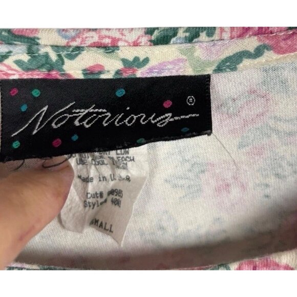 Vintage 80's Notorious Mini Dress Womens Small Shoulder Pads Floral Drop Waist - Picture 3 of 7